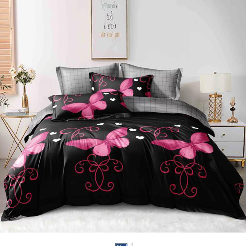 4 Bavlnené posteľné obliečky 7-dielne pink fly R3003 – Obrázok 1