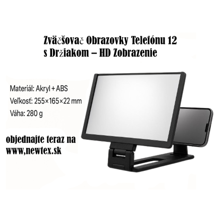 Zväčšovač Obrazovky Telefónu 12” s Držiakom – HD Zobrazenie
