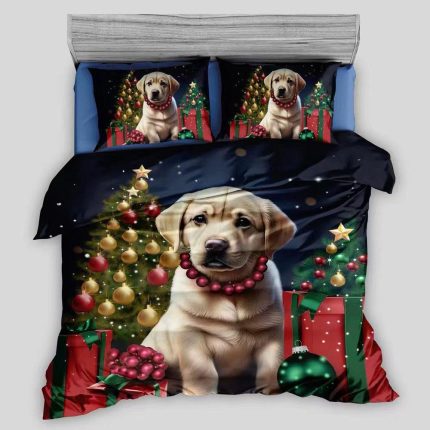 Bavlnené obliečky vianočné šťastný pes 7-dielna sada C40332
