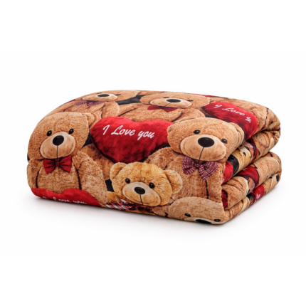 Zimný paplón Teddy Love 140×200 cm – mäkučký detský dizajn s mackami, extra teplý a pohodlný