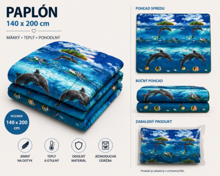 Paplón 140 x 200 cm – Delfíny